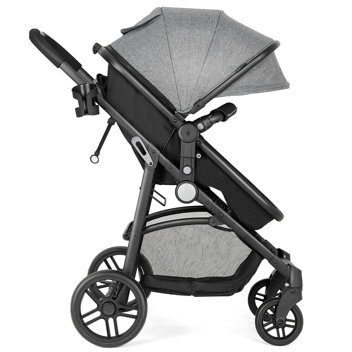 2-in-1 Foldable Pushchair Newborn Infant Baby Stroller-Gray GBruno Store